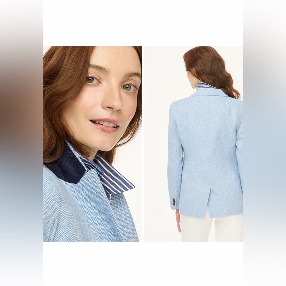 🔥NWT J. Crew Blue Herringbone Blazer - Picture 2 of 12